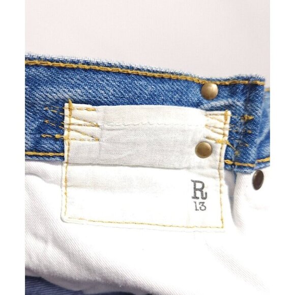 R13 Fold Over Jeans in Irving Blue Size 24 XXS New - Picture 13 of 16